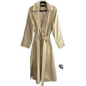 Jenni Kayne Women’s Wrap Trench Coat size M Waterproof Classic Tan Belted Midi